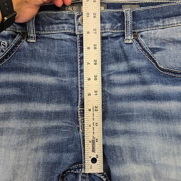 BKE Buckle Nolan Jeans 38x32 Straight Fit Blue Feather Whisker y2k 2000s (36x30) - Picture 11 of 14